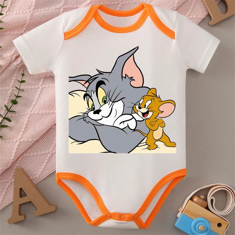 

MINISO 100% Cotton Tom And Jerry Cute Print Baby Cloths Soft Jumpsuit Onesie Bodysuit for 0-12 Months Newborn Best Gift for Baby