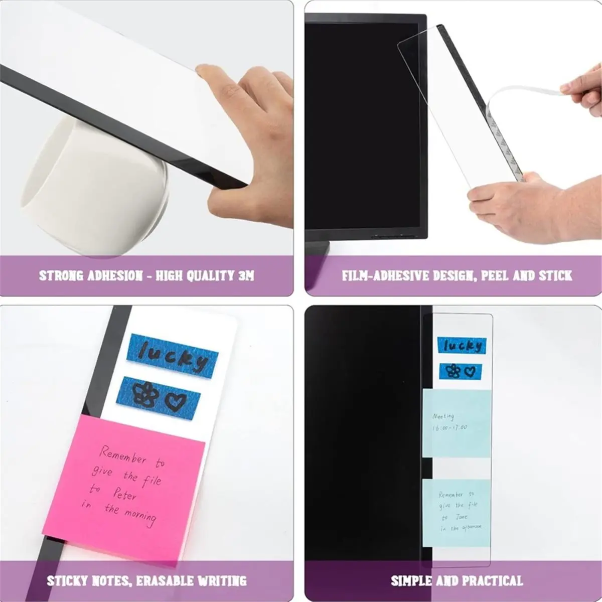 2pcs Computer Monitor Memo Board Offices Supplies Computer Monitor Memo Board Computer Sticky Note Holder