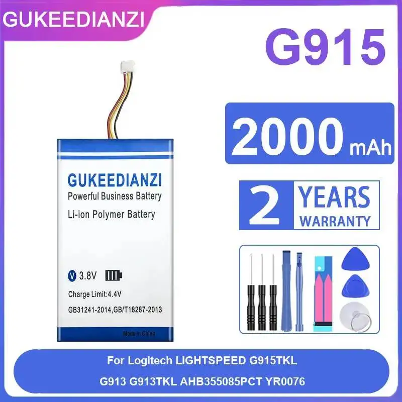 

Надежный беспроводной аккумулятор для игровой клавиатуры Logitech Lightspeed G915TKL G913 G913TKL AHB355085PCT YR0076 G915, 2000 мАч