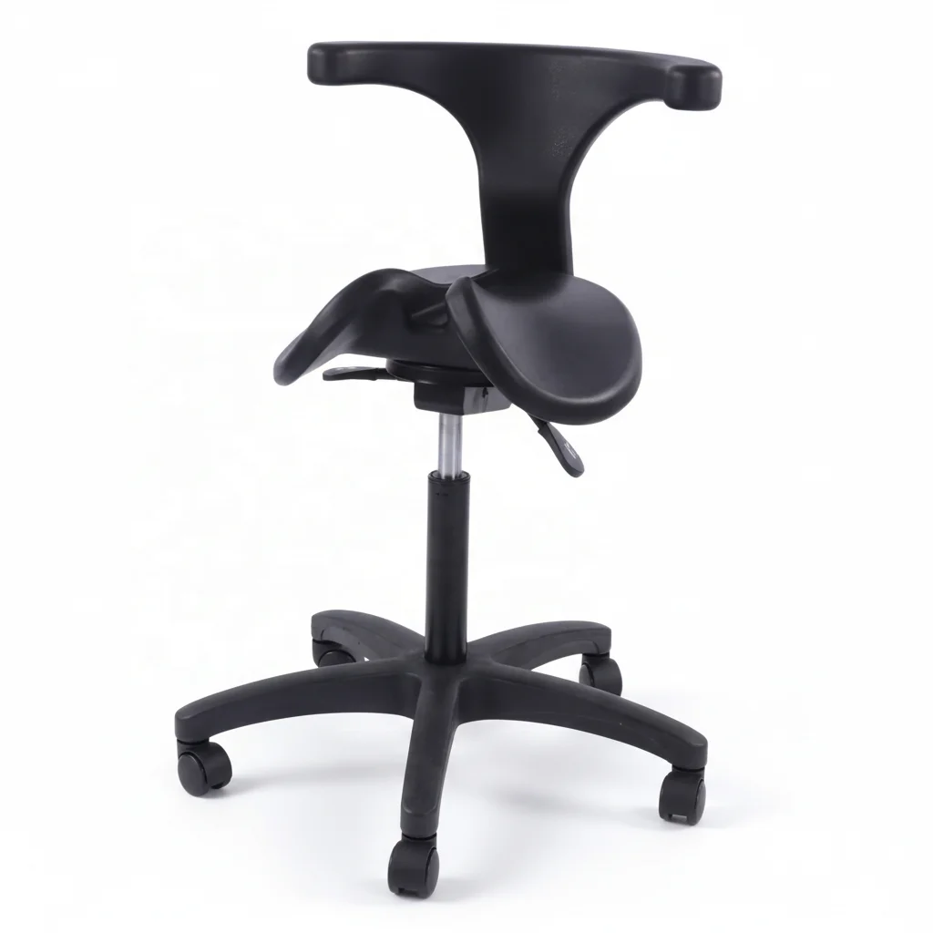 Adjustable PU Height Up And Down Saddle Seat Stool Chair Modern Ergonomic With Backrest Wheels Hospital Use
