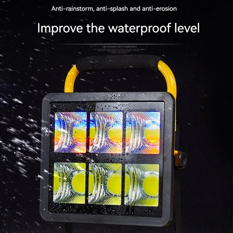 LED Floodlight Strong Search Site Mobile Work Mine Light With Electric Display Buit-in Battery Power Bank Outdoor Lawn Light