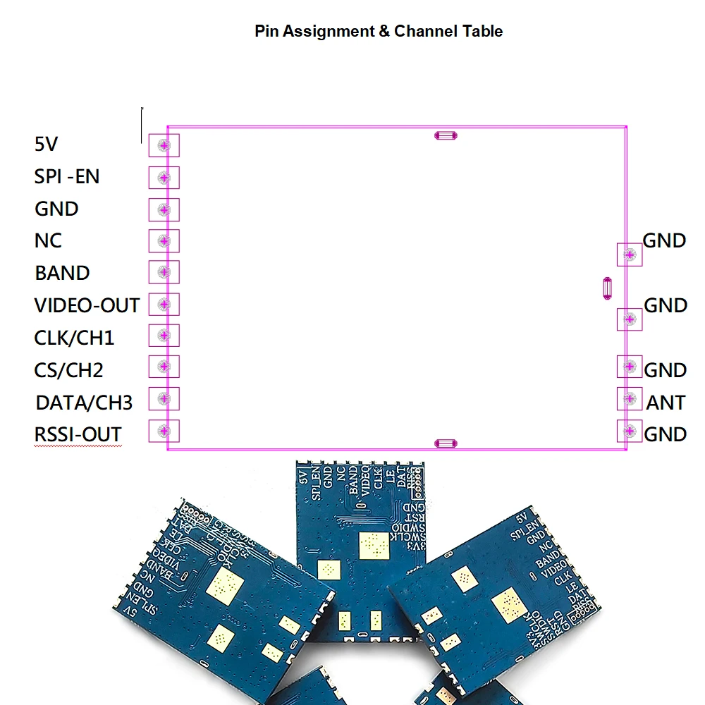 RX7500 6000-7500MHz Wireless Video Receiving Module 7.2GHz VRX with RSSI Output 6SPI Signal Level 3.3V for RC Model DIY Parts