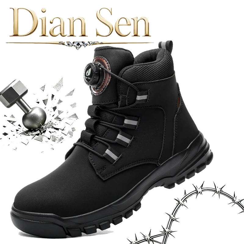 Waterproof Safety Boots Men Indestructible Steel Toe Work Boots Anti-smash Stab-resistant Safety Shoes Biker Botas Para Hombre