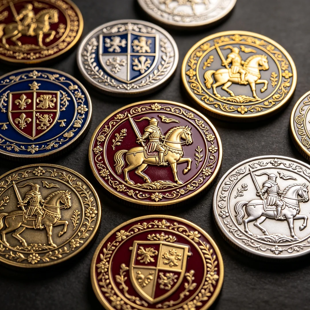 Medieval Knight Embossed Custom Commemorative Coin, Gold Silver Plated Castle Shield Collectible Souvenir Challenge Coin view 4