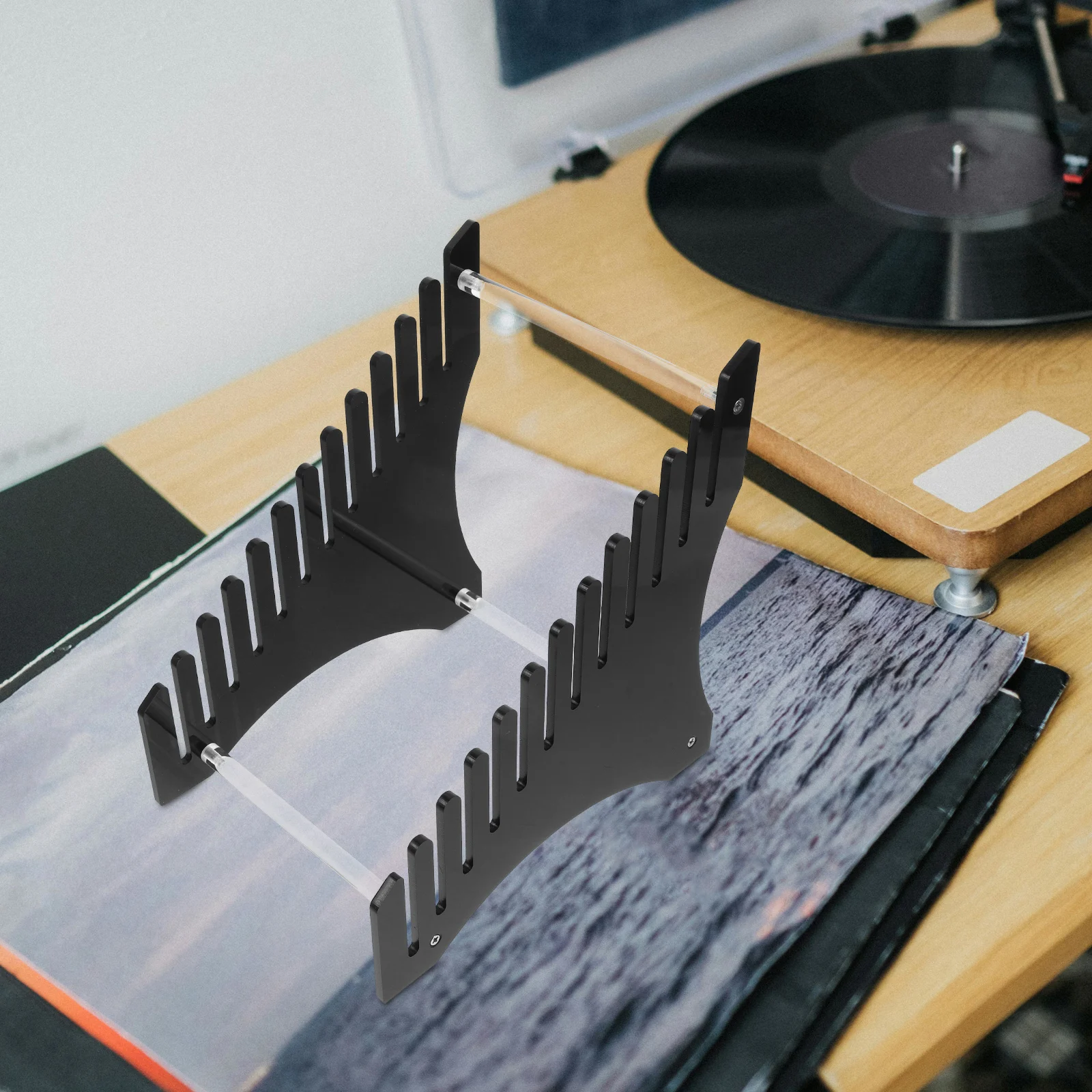 

Acrylic Vinyl Record Holder Rack Transparent Multi-Tier Display Stand For Cds Records Albums Magazines Books Desktop