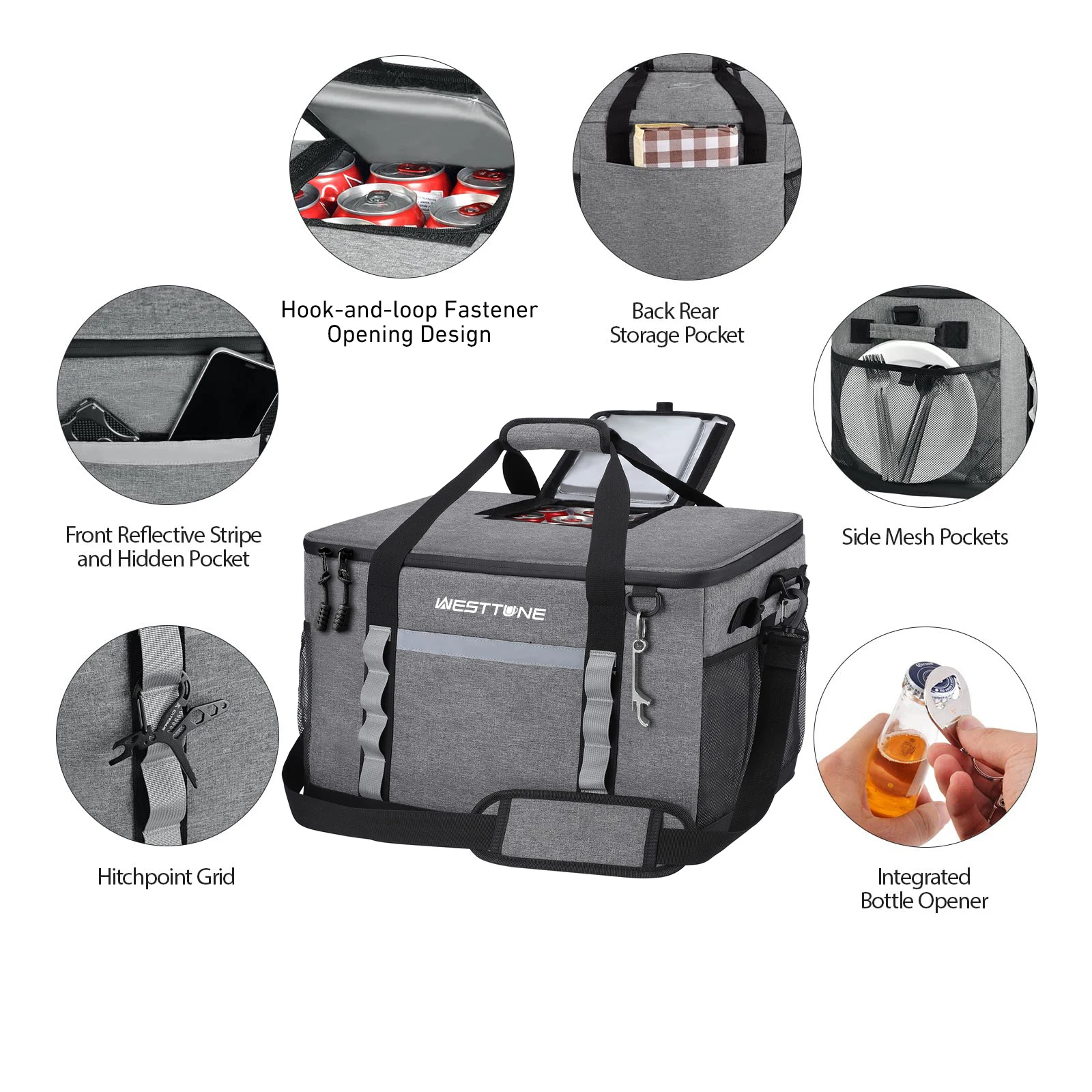 WESTTUNE Soft Cooler Bag 75 Cans Collapsible Large Leakproof Cooler with Strap Portable Insulated Bag for Camping Picnic Beach