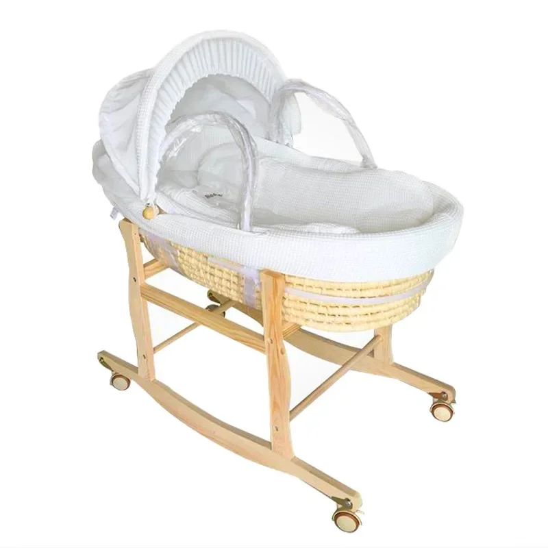 Baby Sleeping Basket Car Carrying Baby Portable Newborn Basket Hand Basket Sleeping Straw Woven Baby Cradle Bed