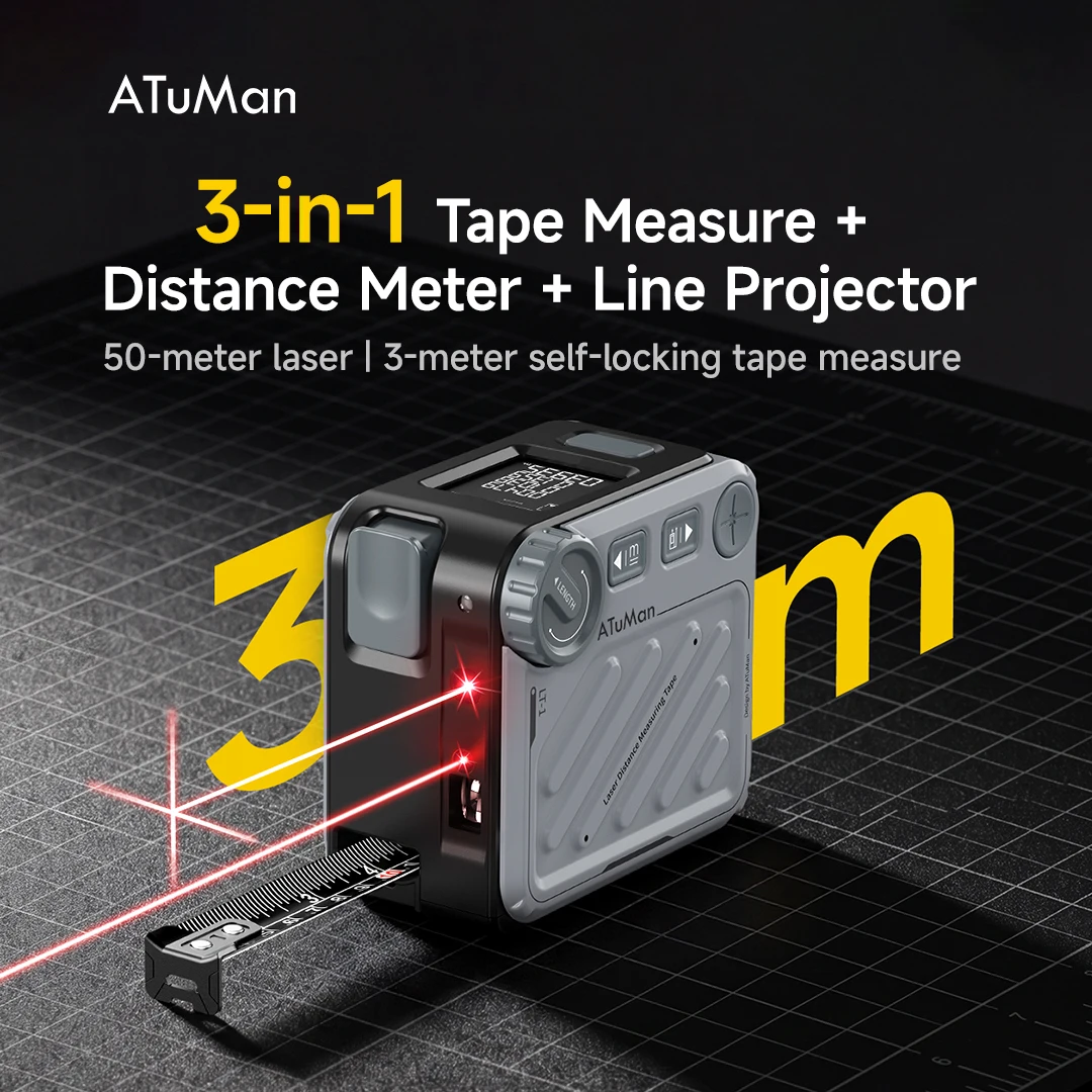 DUKA ATUMAN LT1 3-in-1 Laser Tape Measure Digital Distance Meter Cross Line Laser High Precision Measuring Tool
