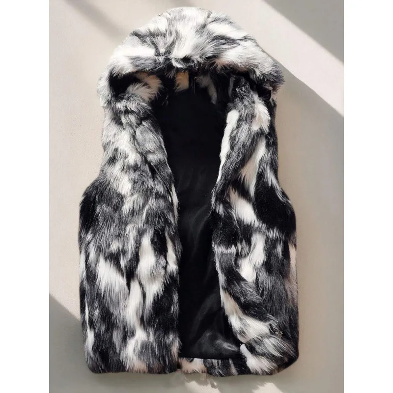 

Men's Faux Fur Vest D 28406 Leather Jacket Straight Cut Style Spring Seasonal Fashion Outerwear without Brand Registration