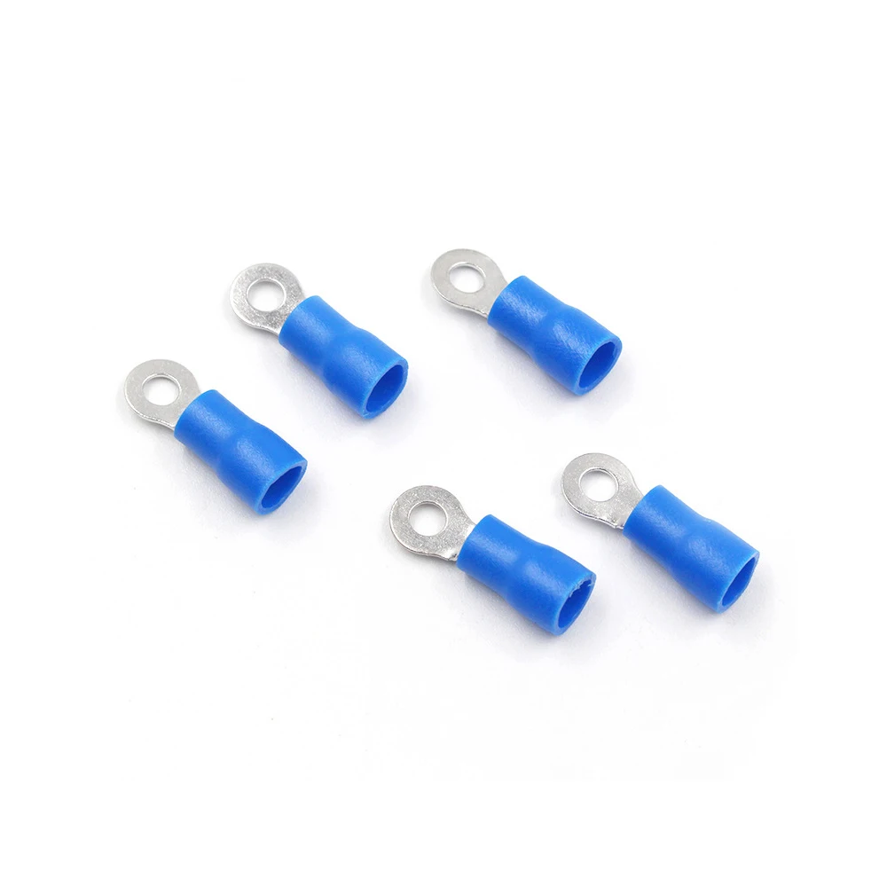 10-100Pcs/Set RV2 Insulated Blue Ring Terminals Wire Cable Electrical Crimp Connectors 16-14 AWG Kit M3/M4/M5/M6/M8