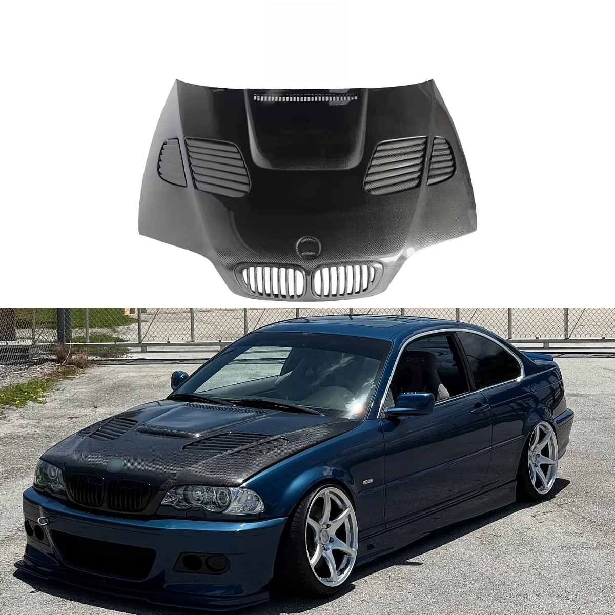 

Carbon Fiber GTR Style Front Engine Hood For BMW 3 Series E46 M3 Coupe Car Engine Bonnet