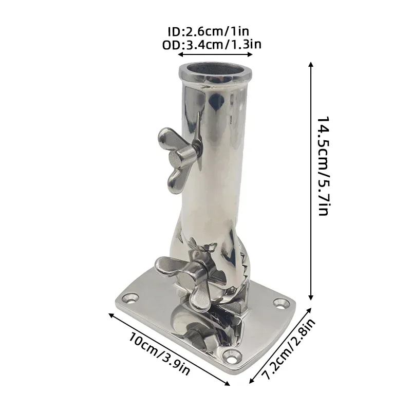 180 Degree Rotatable 316 Stainless Steel Flag Pole Hold Base Bracket Adjustable Flagpole for House Patio Outdoor Yard Farmhouse