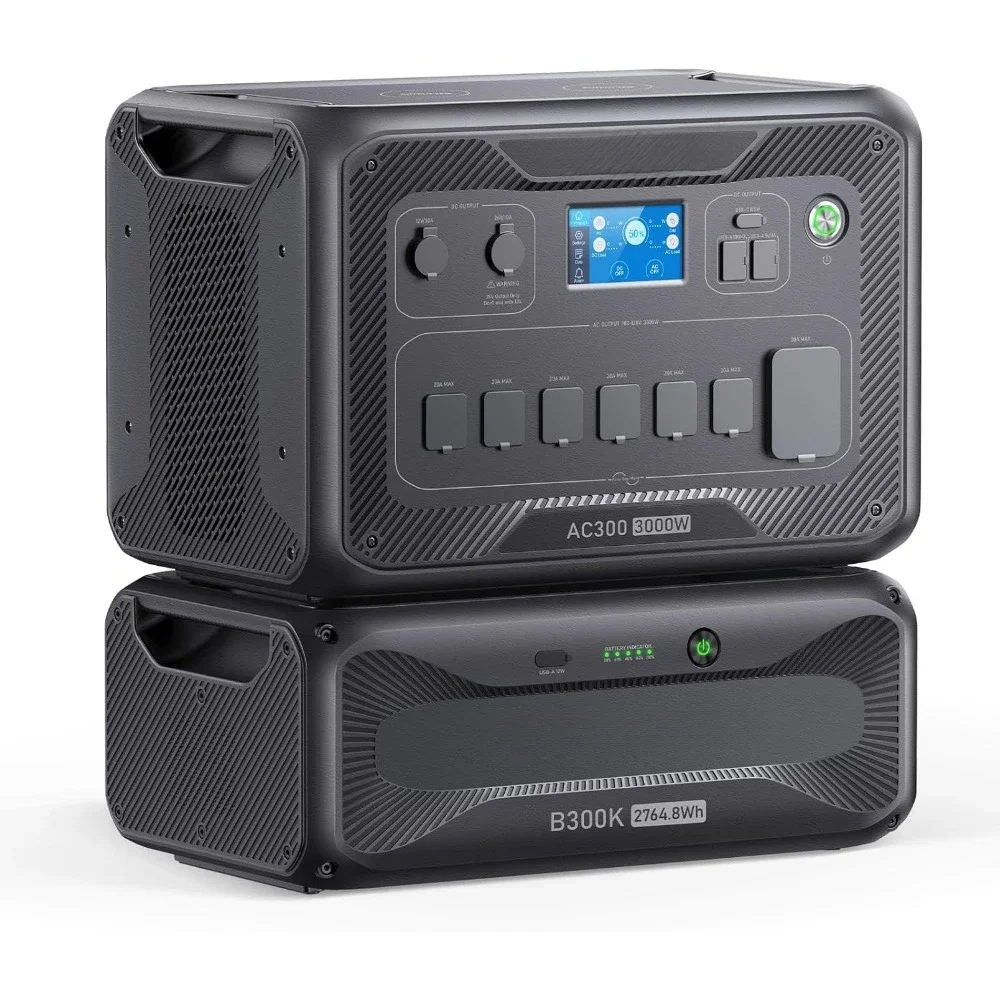 2764.8Wh Power Supply W/ 7 3000W AC Outlets (6000W Peak), Modular Power System for Home Backup, Gasoline & Petrol Generators