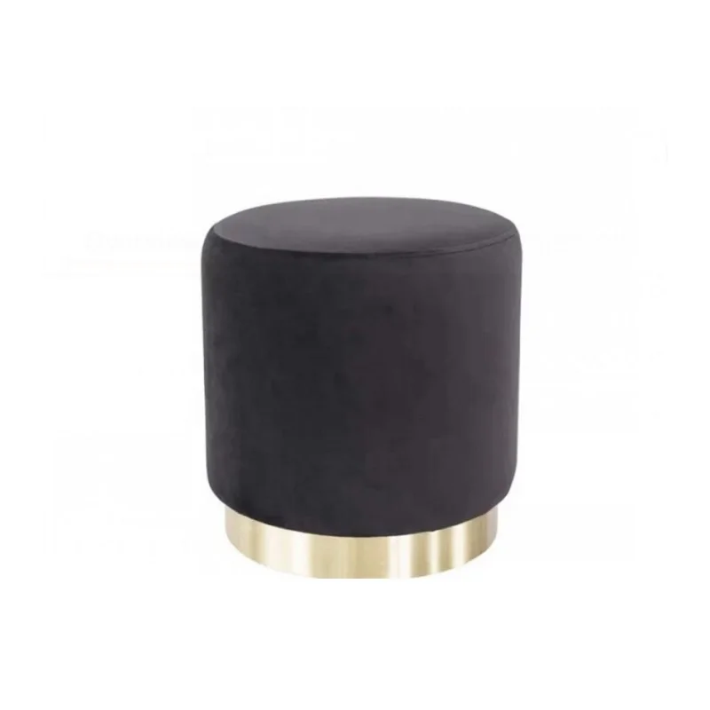 /With Stainless Steel Base For Living Room Cloak Room Furniture /Round Ottoman Velvet Footrest Sofa Foot Stool