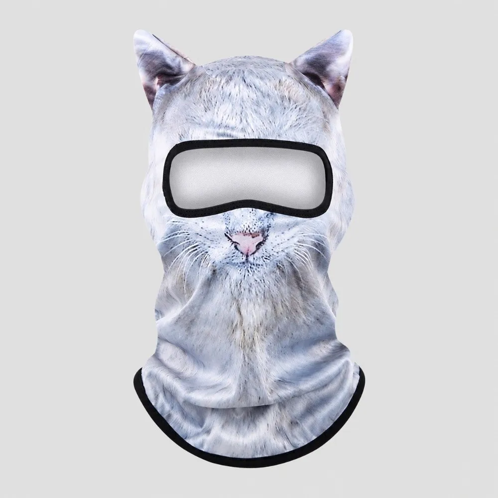 Windproof Cycling Balaclava Hat Machine Washable 2D Flat Animal Pattern Neck Warmer Polyester Thick Lined Sports Headwear