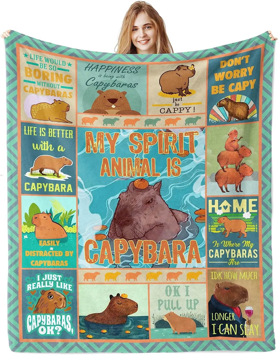 Capybara-Decke, Geschenke, bedruckt, Tiere, Zeug für Capybara-Liebhaber, Geburtstag, Weihnachten, Decke, Geschenk für Mädchen und Jungen, Partydekorationen