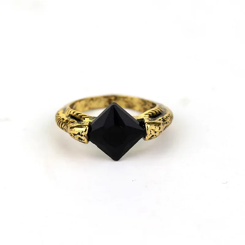 Anillo de la serie Harry Horcrux negro, Cosplay, alfareros de piedra de Resurrección, anillos de diamante, cristal Vintage, regalos para niños