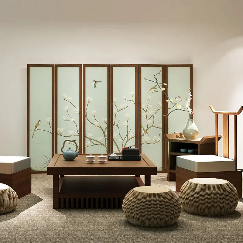 Jane European style solid wood screen partition entrance fashionable and simple hotel bedroom living room feng shui mobile flowe