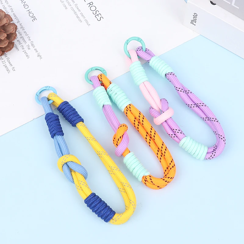 Mobile Phone Lanyard Cute Knot Portable Anti-loss Hand Bracelet Chain For Phone Coloful Rope Chain Wrist Short Straps