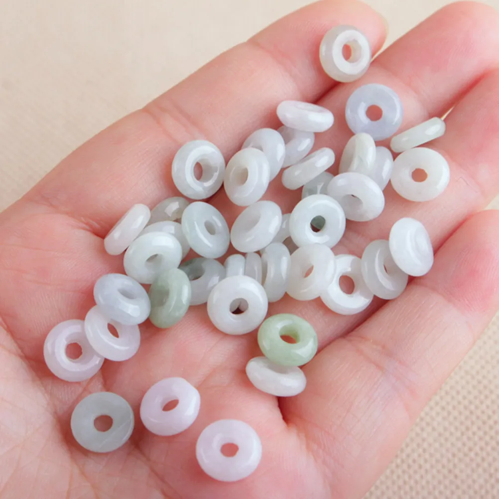 20Pcs Authentic Jade Loose Beads Round Gemstone Craft Beads Kit for Jewelry Making DIY Necklace Bracelet Earring Headband Hat