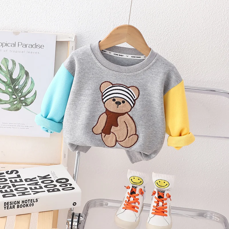 Ropa de primavera y otoño para bebés, camiseta de manga larga con dibujos animados, disfraz informal para niños pequeños, ropa deportiva para niños