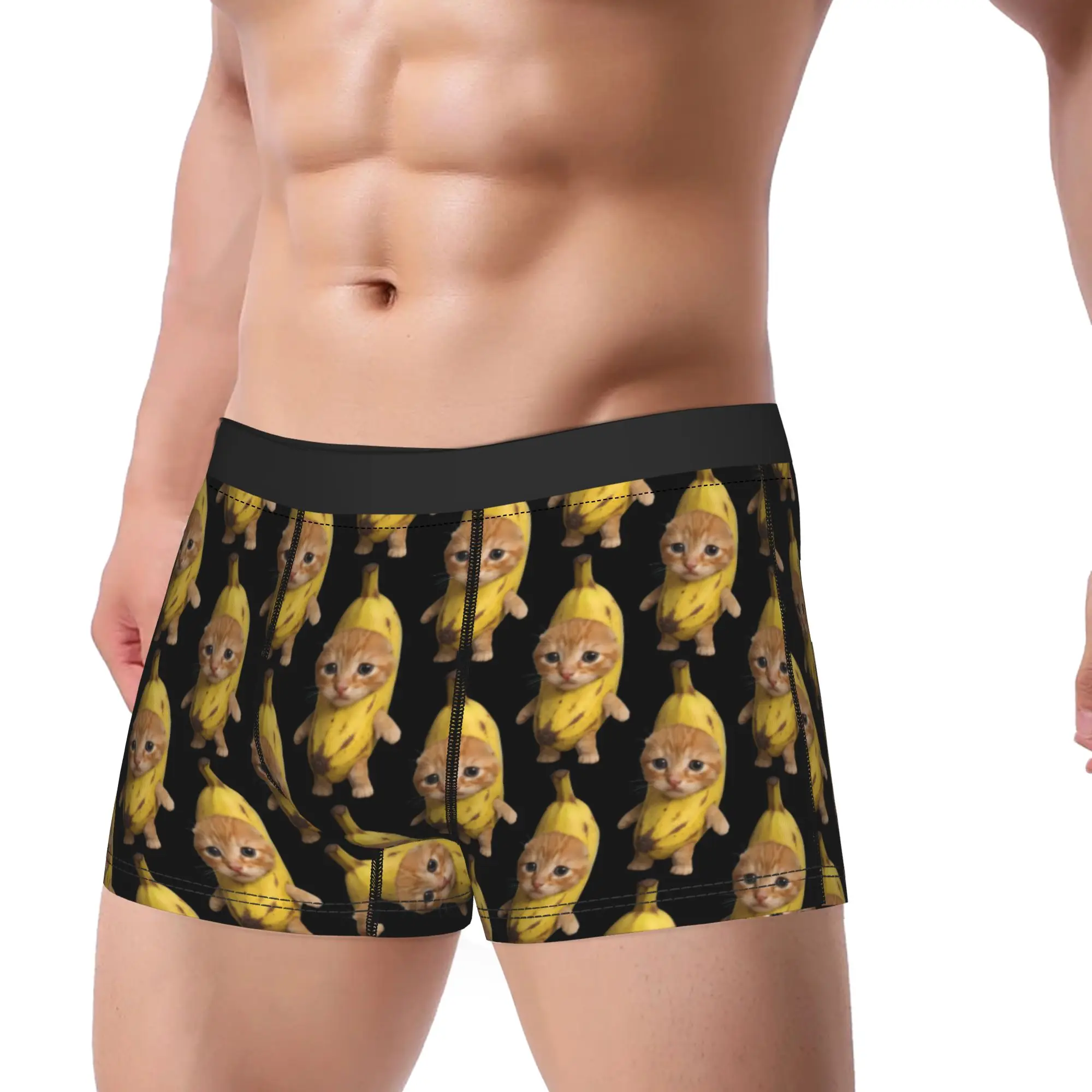 Cute Banana Cat Happy Bananacat Meme Kitty Cat Lovers Meme Underwear  Classic Panties Customs Boxer Brief For Men Boxershorts