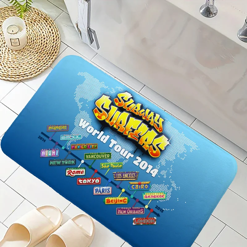 S-Subway-Surfers Bedrooom Carpet for Kitchen Floor Bath Mat Washable Non-slip Kitchen Rug Balcony Entrance Door Doormat Bathroom