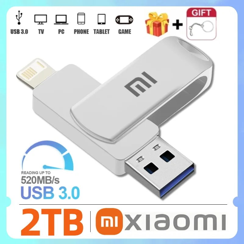 XIAOMI USB 3.0 Flash Drive 2TB 1TB Pendrive 512GB 256GB 128GB USB Memory Stick USB 3. 1 Pen Drive Flash USB Disk For Desktops PC