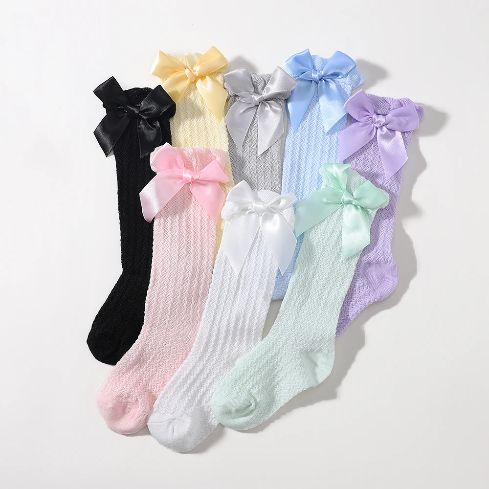 2pcs/set Cute Baby Socks with Big Bow Knee High Princess Design for Toddlers Cotton Kids Accessories for Boys And Girls