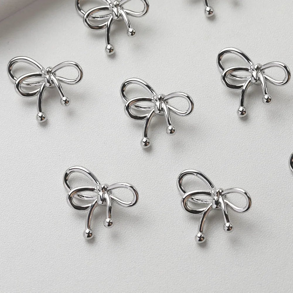 4PCS Dainty Bow shape beads Jewelry Making Bracelet Necklace Supplies Pendant DIY Brass 14k Gold Plated Accessories