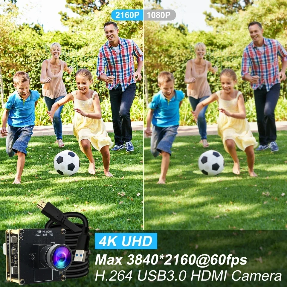 ELP 4K 60FPS HDMI USB 3.0 Camera H.264 Live Streaming Mini Webcam with Low Distortion Lens for Sports Event Display Cabinet