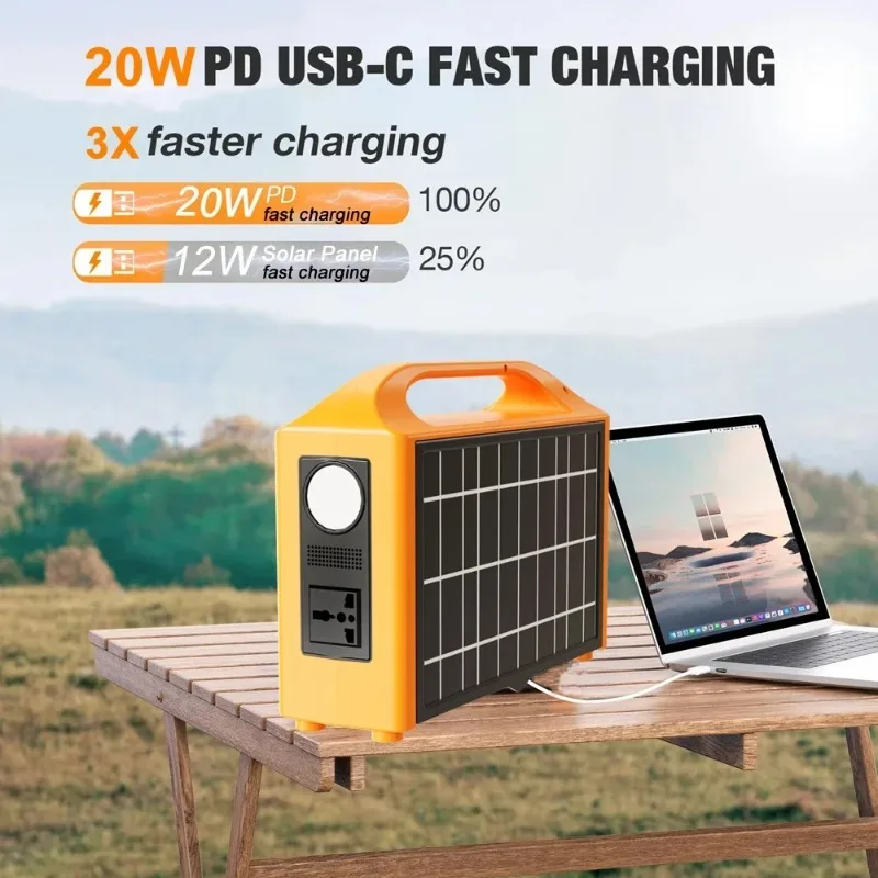 New 100W Portable Power Station 110V 220V Solar Generator Mobile Power Station With Solar Panel Power Bank 24000mAh For Camping