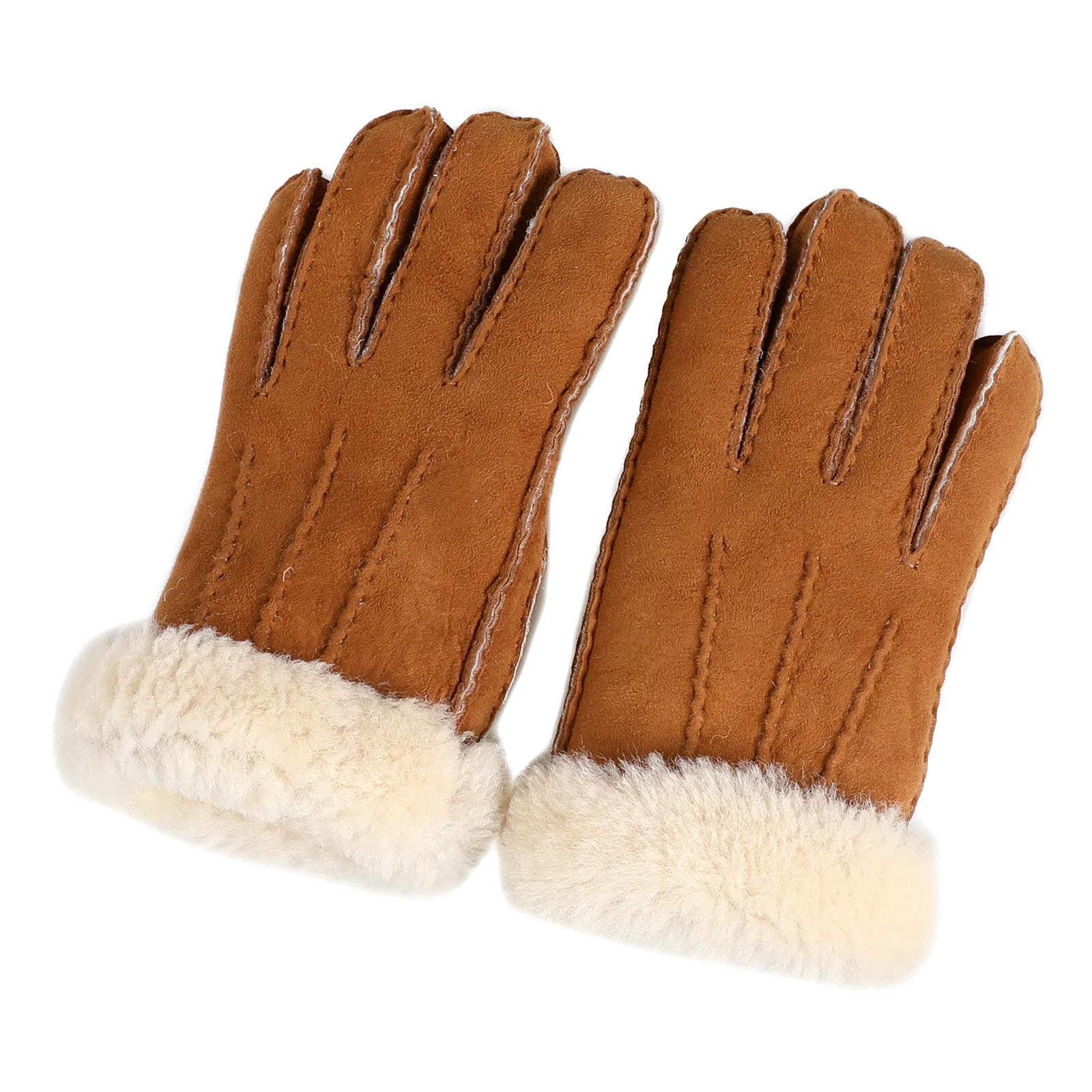 BOONJOVIA Unisex Winter Genuine Shearling Wool Gloves Cold Weather Leather Glove Handmade Thick Soft Warm