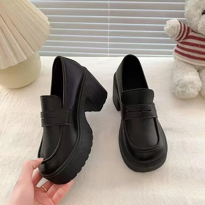 2024 Brand Shoes for Women Loafers Women's High Heels Fashion Slip on Office and Career Hot Sale Round Toe Heels Women Zapatos