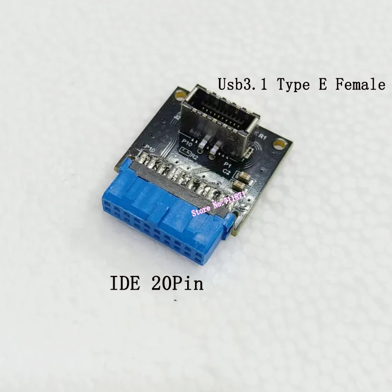 メインボード前面USB IDE 20ピン - USB3.1 Type E Cアダプターコネクタケーブル USB 3.1 Type E オス - USB Type C メス（パネル付き）