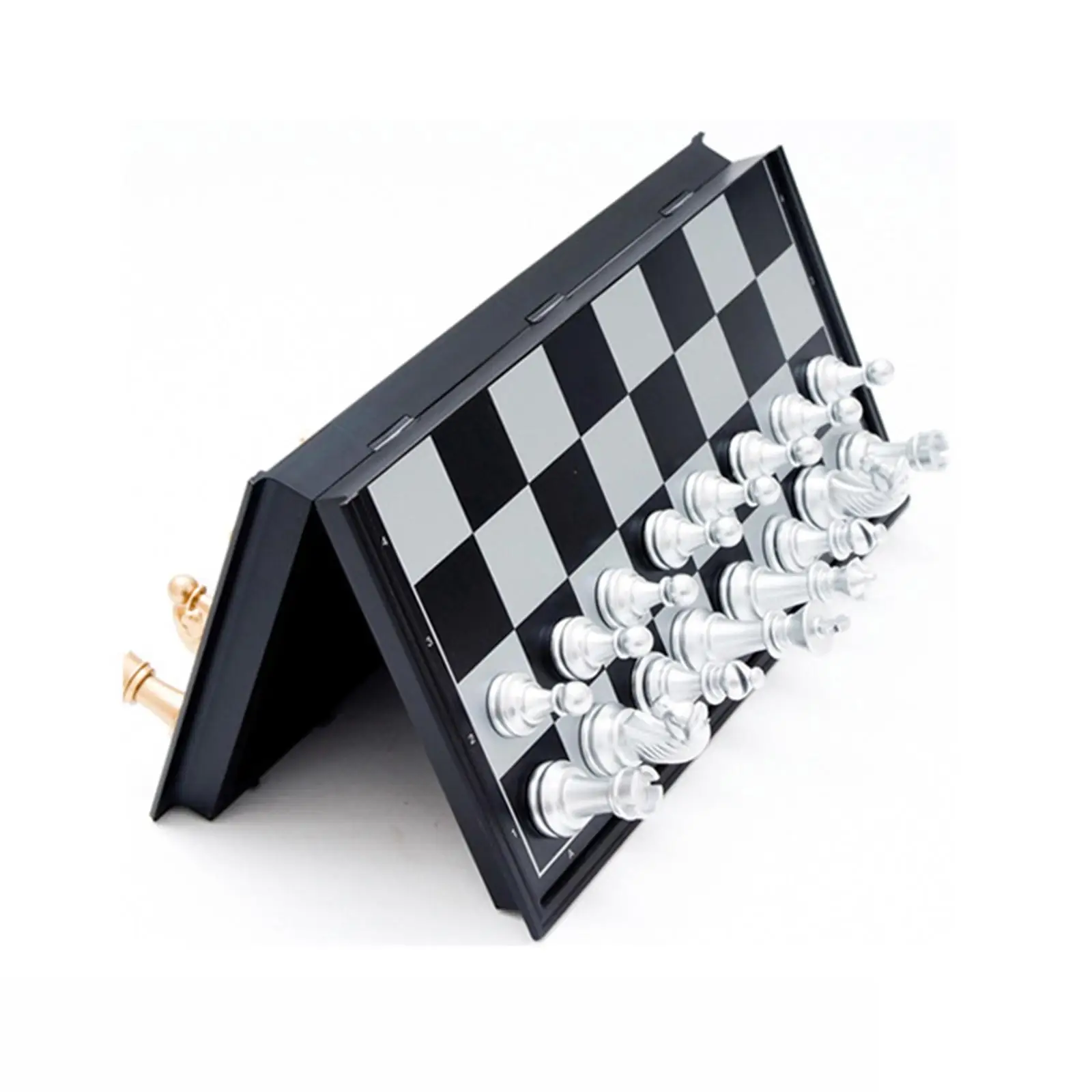 Juego de Ajedrez Internacional con Tablero Plegable, Almacenamiento Interno de Plástico, Juego de Estrategia Portátil para Camping, Patio Trasero, Barbacoa, Regalo Familiar
