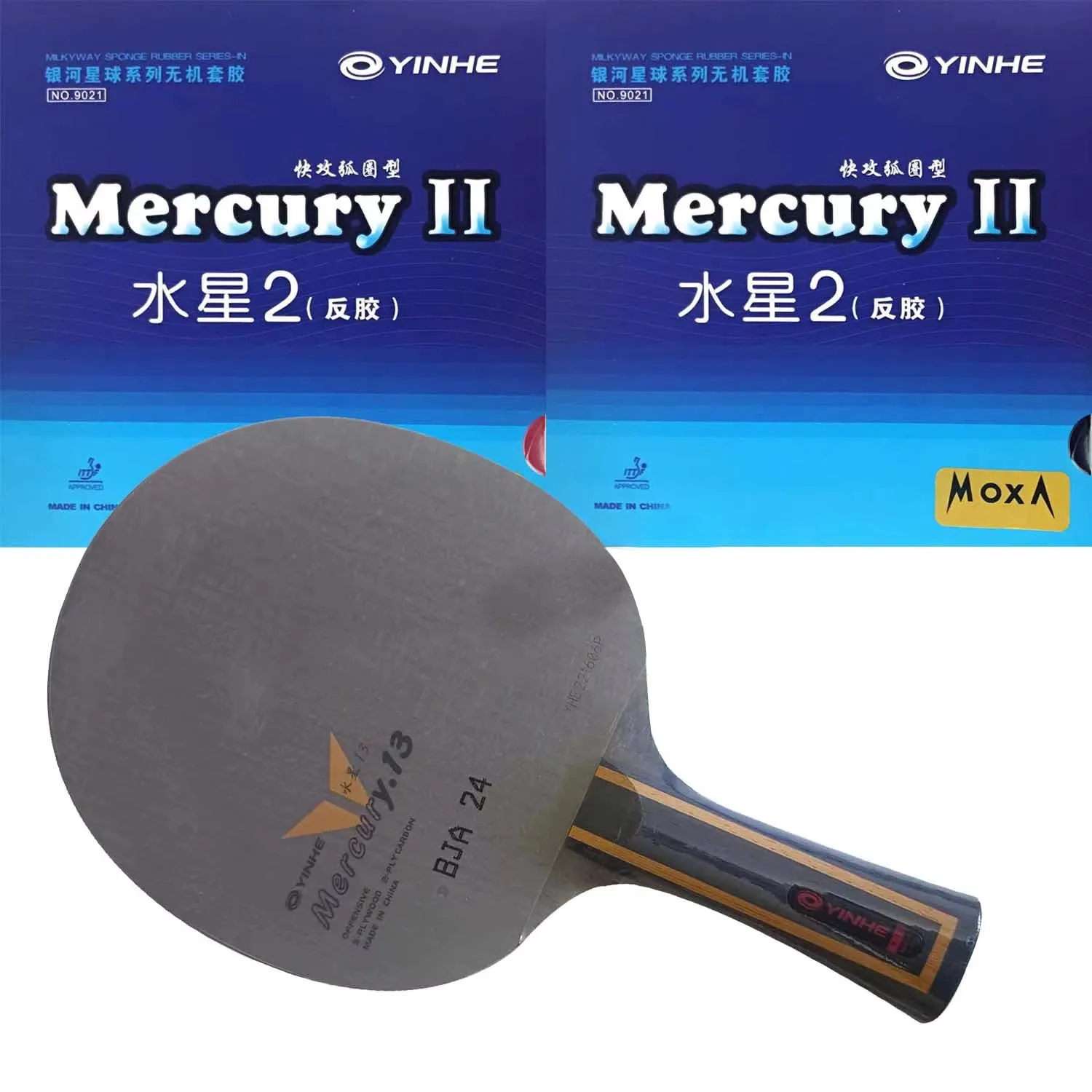 Pro Combo Racket Mercury.13 Y-13 Blade with 2x YINHE Mercury II MERCURY 2 Rubber Pips-In Table Tennis Rubber