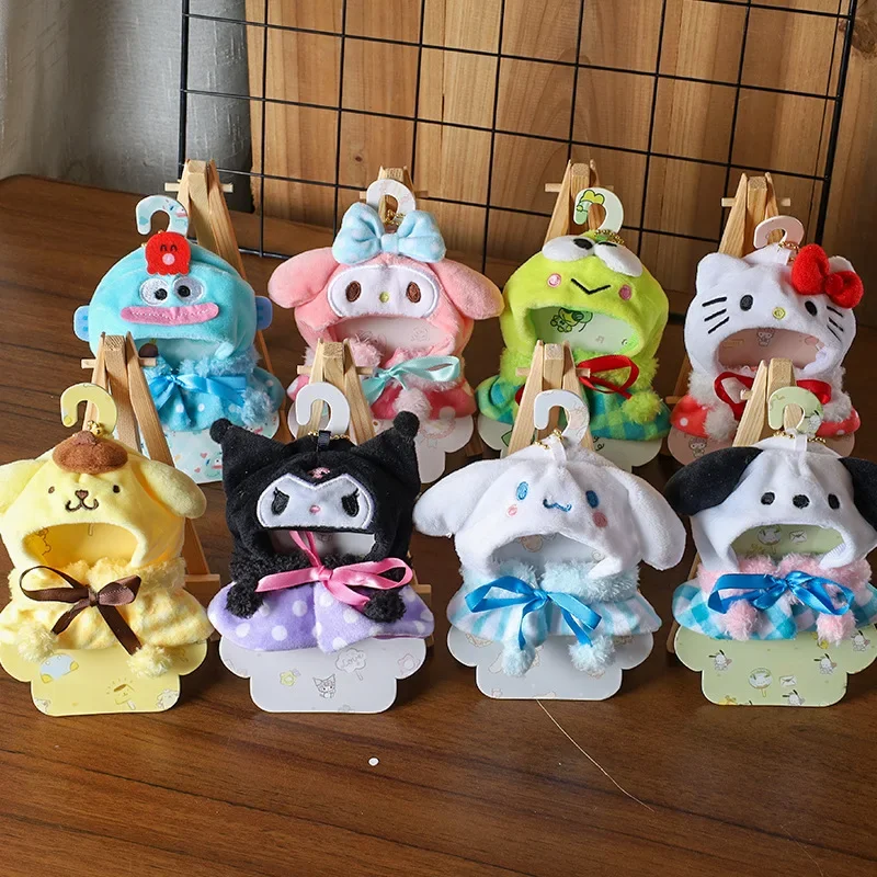 Kawaii Anime Sanrio Doll Clothes Kuromis Melodys Keroppis Plush Suit Cloak Pendant Creative Cartoon Clothing Accessories Gift