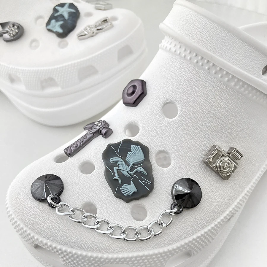 10pcs Dinosaur Fossil Style Cute Charms Detachable Shoe Decoration Set Suitable For Crocs Clogs Bogg Bag Party Gift Idea