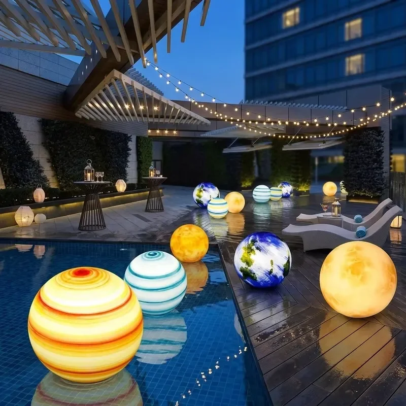 LED Planet Spherical Light Floating Moon Lamp for Pool Waterproof Decorative Night Light Outdoor Garden Pond Water Feature