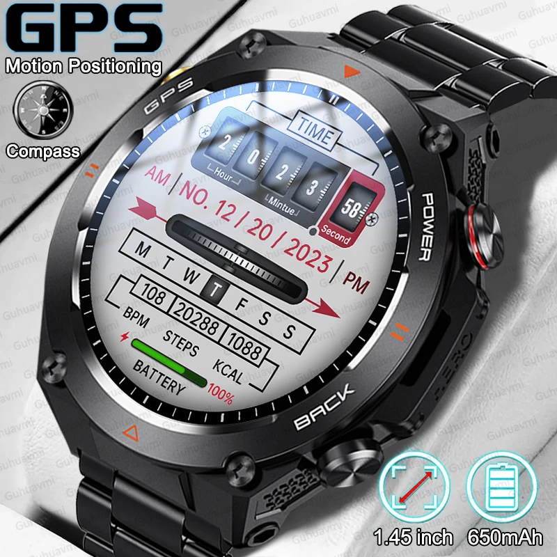 

New GPS Sports Fitness SmartWatch Compass Bracelet Call Reminder Heart Rate IP68 Waterproof Smartwatch For Men Android IOS Watch