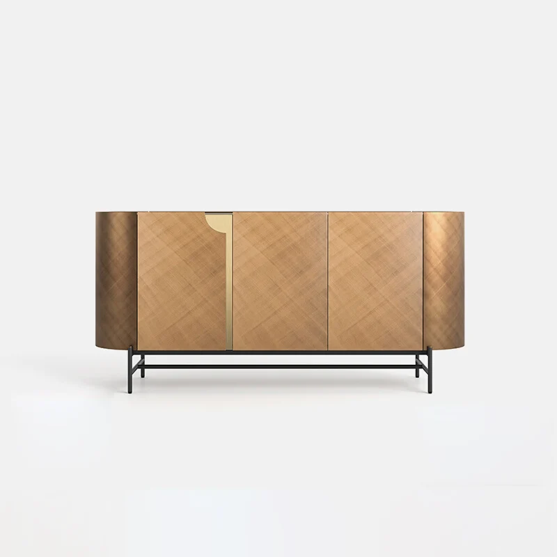 Italian Luxury Sideboard Cabinet Modern Minimalism Champagne Color Living Room Cabinet Premium Home Furniture Vitrina FYLC