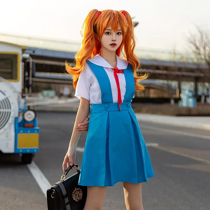 Disfraces de Cosplay de Anami Rei Suka Langley Soru, Vestido de Anime para Mujer, Uniforme Escolar, Pelucas, Disfraz para Halloween, Navidad y Fiestas