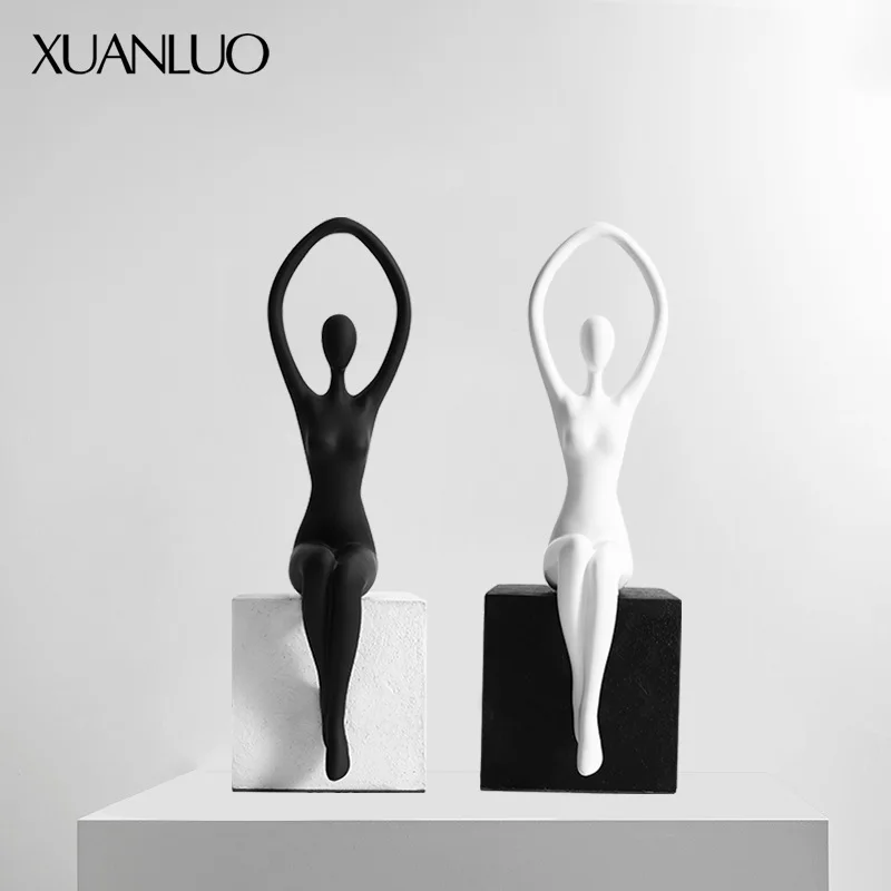 European-inspired Creative Yoga Girl Figurine Minimalist Home Decor Living Room Wine Cabinet, TV Stand, Cabinet Ornament