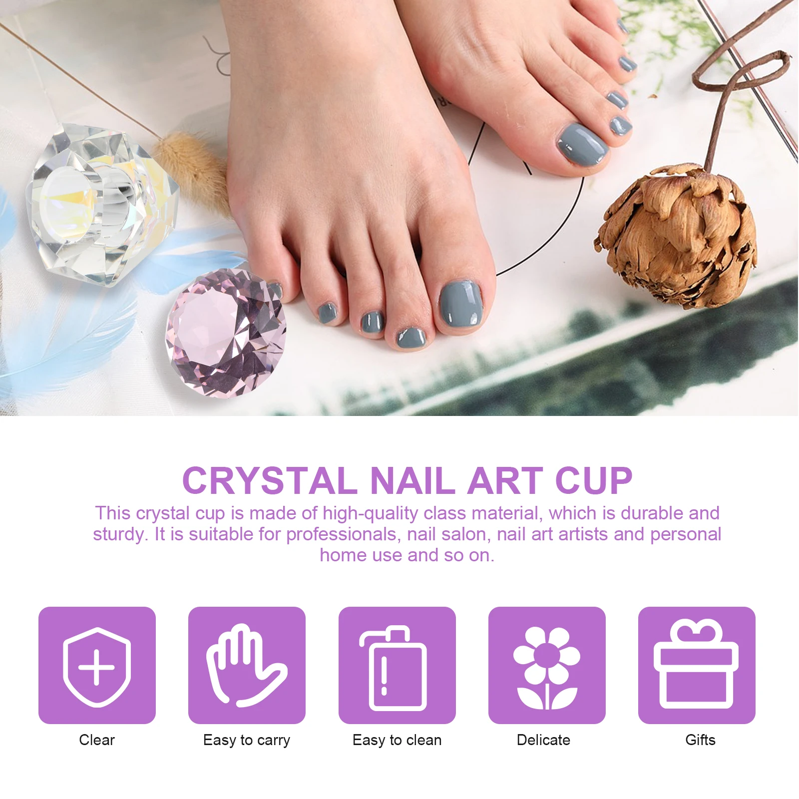 1 pz tazza di cristallo contenitore per miscelazione polvere liquida per nail art di alta qualità per manicure forniture per unghie acriliche fai da te uso professionale
