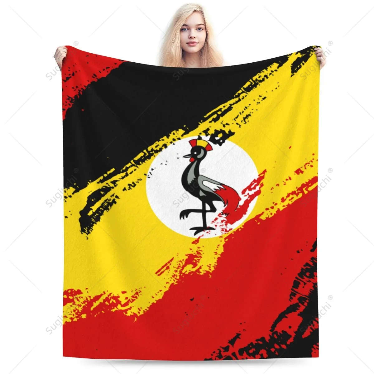 Blanket Uganda Flag Color Flannel Multifunction Camping Sofa Cover Keep Warm