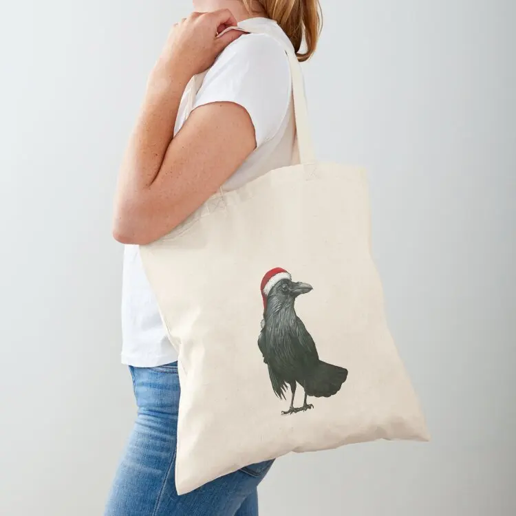 

Santa Crow Tote Bag Canvas bag for women Fabric bag shopping bags woman 2025