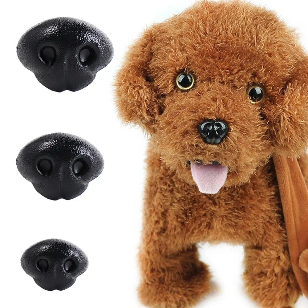 Narizes de cão plástico para artesanato, nariz de boneca animal preto, acessórios plug-in, acessórios DIY, 15mm, 18mm, 21mm