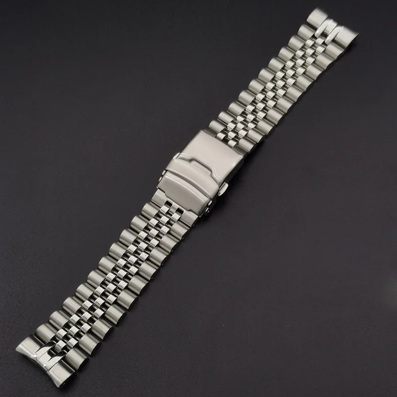 Stainless Steel 22mm Silver Solid  Curved End  Jubilee Watch Strap Band Fit for SKX Abalone SRP777 SRPA21 Dive Watch