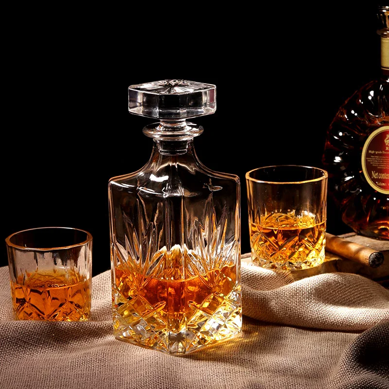 Creative Large Crystal Wine Glasses Set Modern Whiskey Luxury Cocktail 6 Shot Glass Dispenser Glass Cup Brandy Carafe Gift 6